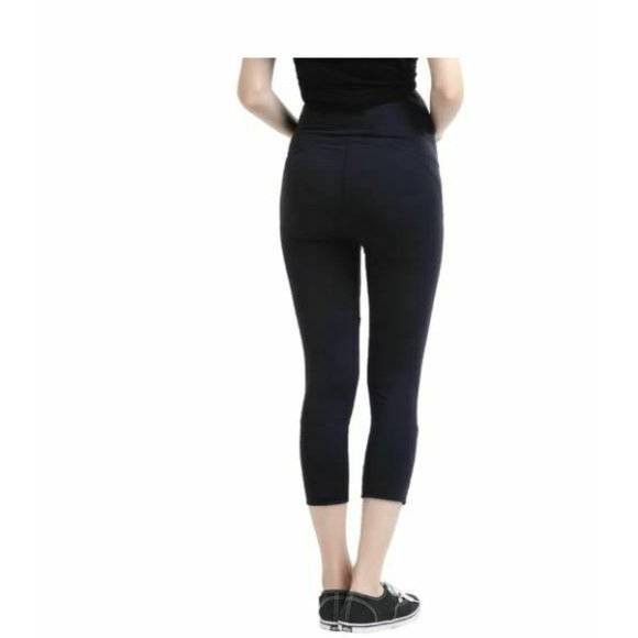 Kimi + Kai Maternity "Elle" High Performance Cropped Leggings Black XLarge $78 - Picture 5 of 5